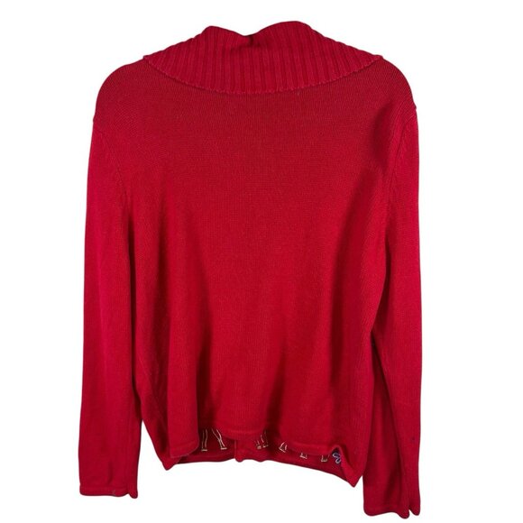 Vintage Tiara International Christmas reindeer full zip sweater woman's size XL - Picture 2 of 10